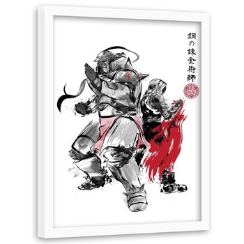 Plakat w ramie białej FEEBY Braterstwo w walce anime manga, 50x70 cm - Feeby