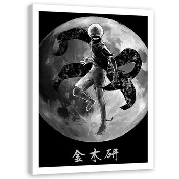 Plakat w ramie białej FEEBY Chłopak na tle księżyca, 70x100 cm - Feeby