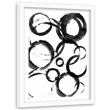 Plakat w ramie białej FEEBY Czarne koła, 40x60 cm - Feeby