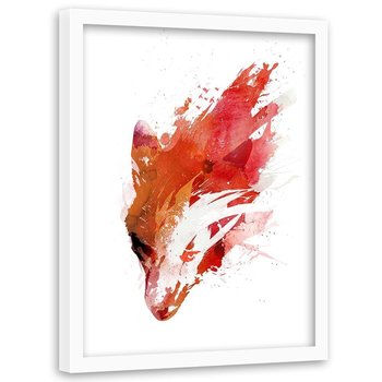Plakat w ramie białej FEEBY Czerwony wilk, 50x70 cm - Feeby