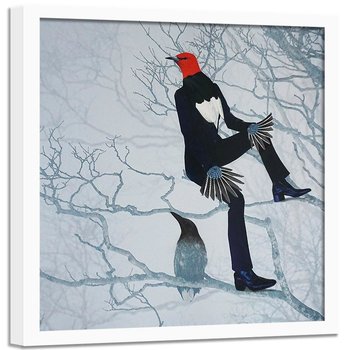 Plakat w ramie białej FEEBY Człowiek ptak, 60x60 cm - Feeby