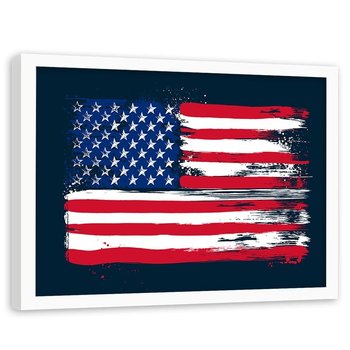 Plakat w ramie białej FEEBY Flaga stanów zjednoczonych, 70x50 cm - Feeby