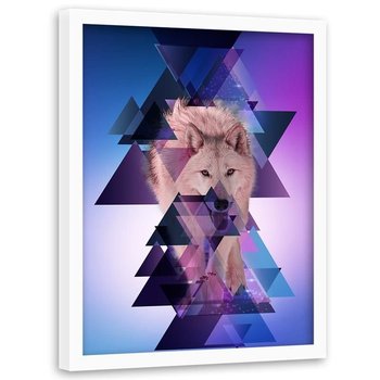 Plakat w ramie białej Feeby,  Geometria trójkąty i wilk 80x120 cm - Feeby