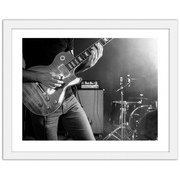 Plakat w ramie białej FEEBY Gitarzysta, 90x60 cm - Feeby