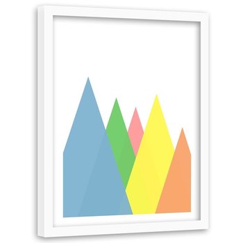 Plakat w ramie białej FEEBY Góry jako abstrakcyjne trójkąty, 40x60 cm - Feeby