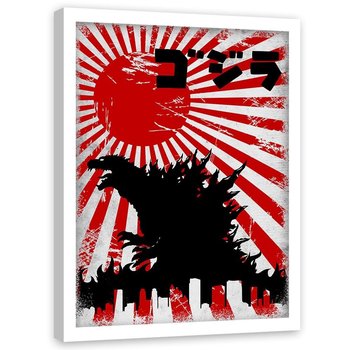 Plakat w ramie białej FEEBY Japoński potwór Godzilla, 70x100 cm - Feeby