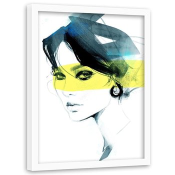 Plakat w ramie białej FEEBY Kobieta z tajemniczym spojrzeniem, 50x70 cm - Feeby