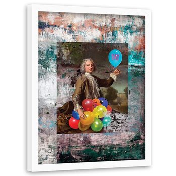 Plakat w ramie białej FEEBY Kolorowe baloniki, 70x100 cm - Feeby