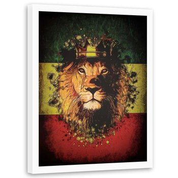 Plakat w ramie białej FEEBY Król lew, 70x100 cm - Feeby
