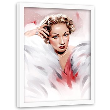 Plakat w ramie białej FEEBY Marlene Dietrich, 50x70 cm - Feeby