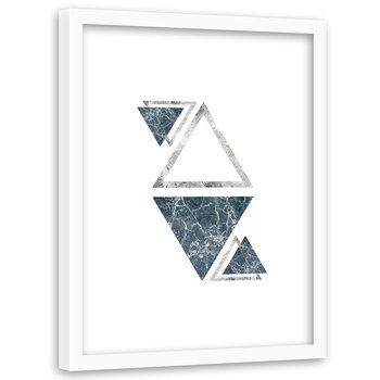 Plakat w ramie białej FEEBY Marmurowe trójkąty, abstrakcja, 80x120 cm - Feeby