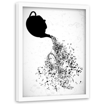 Plakat w ramie białej FEEBY Muzyczna herbata, 40x60 cm - Feeby