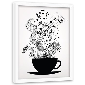 Plakat w ramie białej FEEBY Muzyczna kawa, 40x60 cm - Feeby