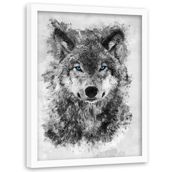 Plakat w ramie białej FEEBY Namalowany wilk, 50x70 cm - Feeby