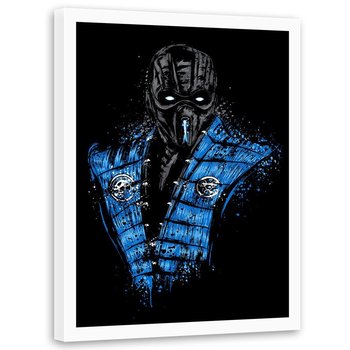 Plakat w ramie białej FEEBY Niebieski wojownik ninja, 70x100 cm - Feeby