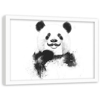 Plakat w ramie białej Feeby, Panda z wąsem 60x40 cm - Feeby