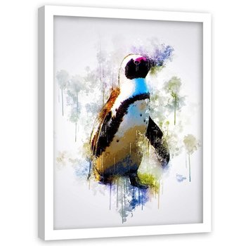 Plakat w ramie białej FEEBY Pingwin w kolorach, 50x70 cm - Feeby