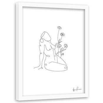 Plakat w ramie białej FEEBY Pozująca kobieta minimalizm, 70x100 cm - Feeby