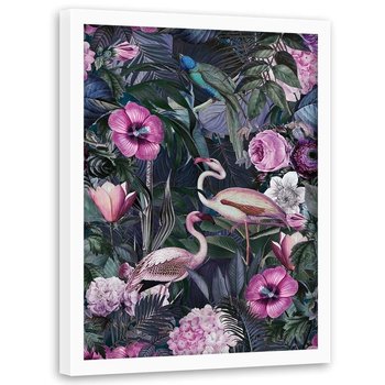 Plakat w ramie białej FEEBY Różowe ptaki, 40x60 cm - Feeby