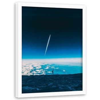 Plakat w ramie białej FEEBY Samolot nad chmurami, 70x100 cm - Feeby