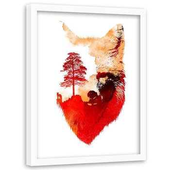 Plakat w ramie białej FEEBY Samotny lis, 50x70 cm - Feeby