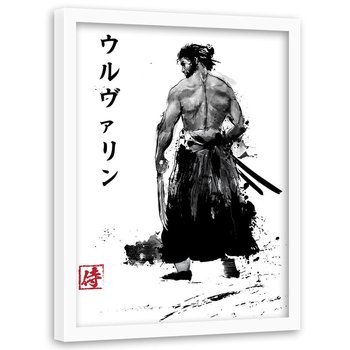 Plakat w ramie białej FEEBY Samuraj z pazurami, 70x100 cm - Feeby