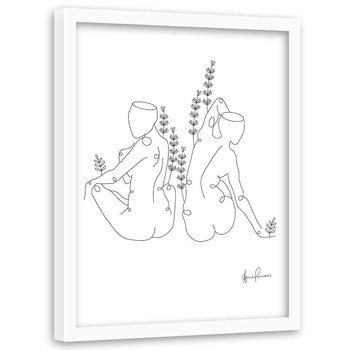 Plakat w ramie białej FEEBY Siostry minimalizm, 50x70 cm - Feeby