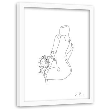 Plakat w ramie białej FEEBY Sylwetka kobiety, minimalizm, 40x60 cm - Feeby