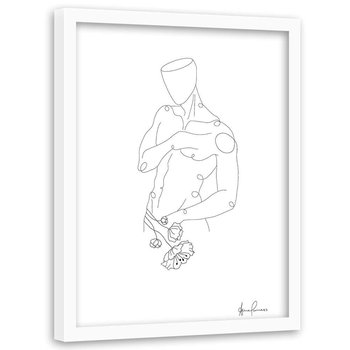 Plakat w ramie białej FEEBY Sylwetka mężczyzny, minimalizm, 40x60 cm - Feeby