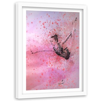 Plakat w ramie białej FEEBY Tańcząca baletnica abstrakcja, 80x120 cm - Feeby