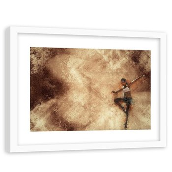 Plakat w ramie białej FEEBY Tańcząca dziewczynka abstrakcja, 60x40 cm - Feeby