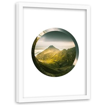 Plakat w ramie białej FEEBY Widok na góry, 60x90 cm - Feeby