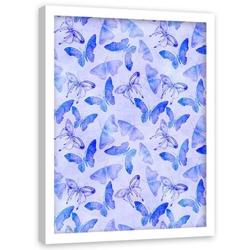 Plakat w ramie białej FEEBY Wzór w motyle, 70x100 cm - Feeby