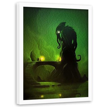 Plakat w ramie białej FEEBY Zielony demon, 70x100 cm - Feeby