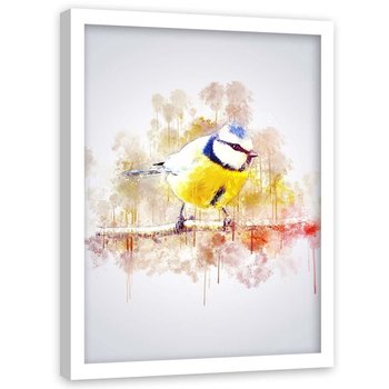 Plakat w ramie białej FEEBY Żółty ptak, 70x100 cm - Feeby