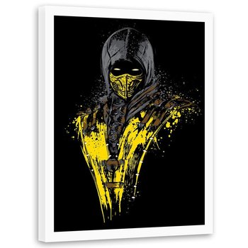 Plakat w ramie białej FEEBY Żółty wojownik ninja, 40x60 cm - Feeby