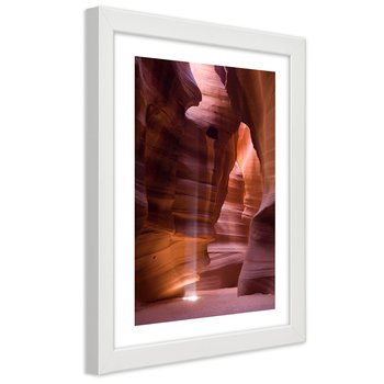 Plakat w ramie białej, Promienie słońca w jaskini 70x100 - Feeby