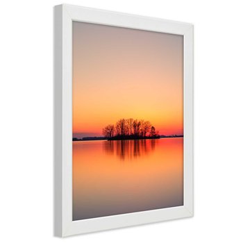 Plakat w ramie białej, Wyspa drzew o zachodzie słońca 30x45 - Feeby
