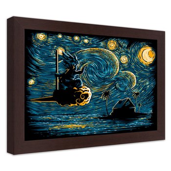 Plakat w ramie brązowej, Dragon ball a la Van Gogh 30x20 - Feeby