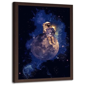 Plakat w ramie brązowej FEEBY Abstrakcja astronauta, 70x100 cm - Feeby