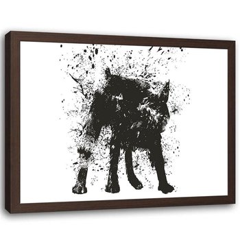 Plakat w ramie brązowej Feeby, Abstrakcja chlapiący pies 60x40 cm - Feeby