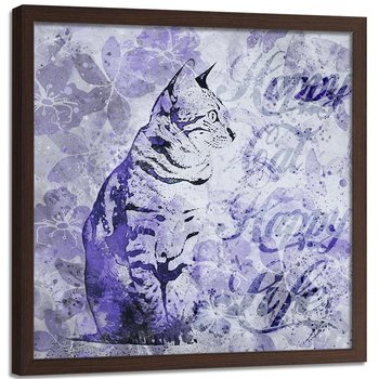 Plakat w ramie brązowej FEEBY Abstrakcyjny kot, 60x60 cm - Feeby
