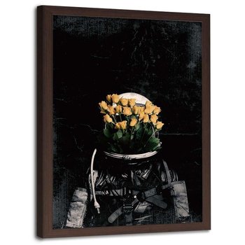 Plakat w ramie brązowej FEEBY Abstrakcyjny portret astronauty, 70x100 cm - Feeby