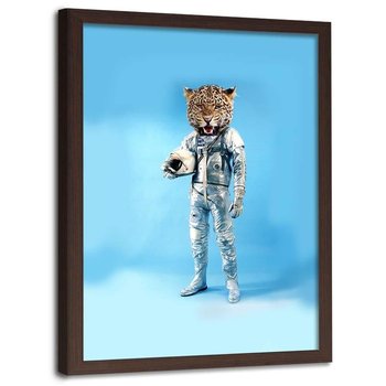 Plakat w ramie brązowej FEEBY Astronauta z głową pantery, 50x70 cm - Feeby