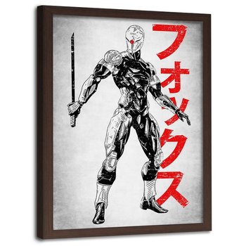 Plakat w ramie brązowej FEEBY Cyborg z mieczem, 40x60 cm - Feeby