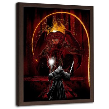 Plakat w ramie brązowej FEEBY Czarodziej i demon, 40x60 cm - Feeby