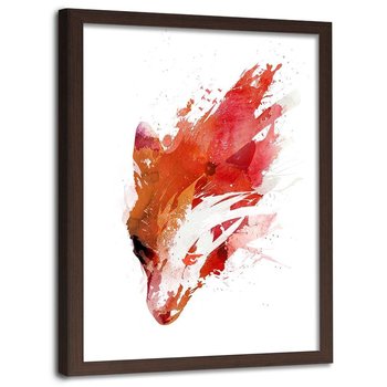 Plakat w ramie brązowej FEEBY Czerwony wilk, 70x100 cm - Feeby