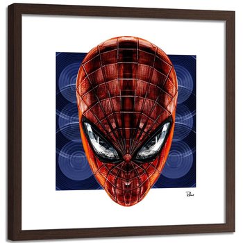 Plakat w ramie brązowej FEEBY Człowiek pająk, 40x40 cm - Feeby
