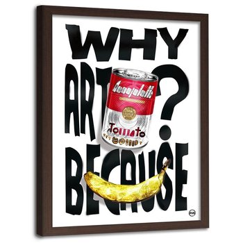 Plakat w ramie brązowej FEEBY Dlaczego sztuka, 40x60 cm - Feeby