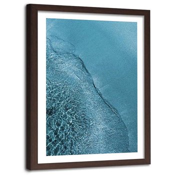 Plakat w ramie brązowej Feeby, Fala na plaży zbliżenie 80x120 cm - Feeby